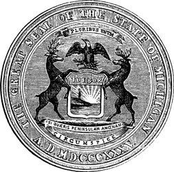 Michigan State Seal Vintage Engraving Vector Image