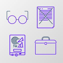 set line briefcase board with graph chart exam vector image