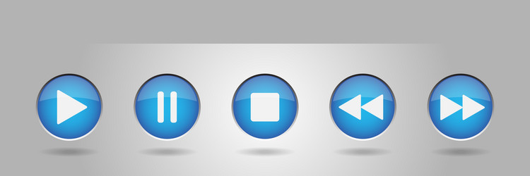 blue metal button with music control buttons vector