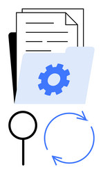 file folder with cogwheel document stack vector image
