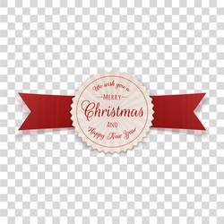 Realistic merry christmas label with text vector