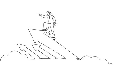 Single one line drawing of young smart arab Vector Image