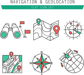 different navigation icons set with rounded vector image