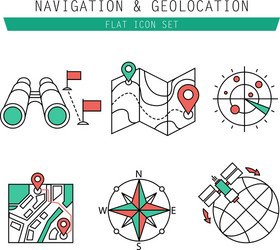 different navigation icons set with rounded vector