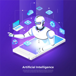 Artificial intelligence banner with cyber brain Vector Image