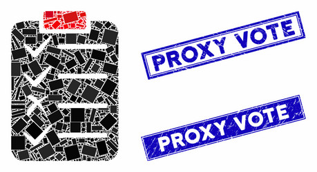 task list mosaic and grunge rectangle proxy vote vector image