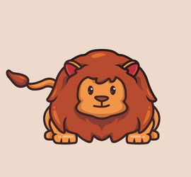 Cute lion hunter cartoon animal nature concept vector