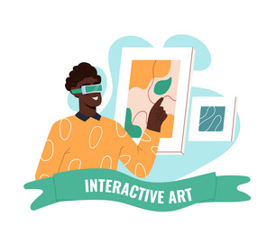 man using vr for interactive art display vector image