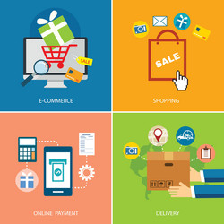 set of e-commerce and shopping concept flat design vector