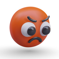 angry emoji model in red color side view vector