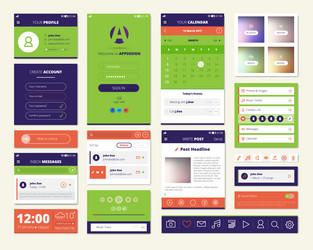 Login screen set material design ui Royalty Free Vector