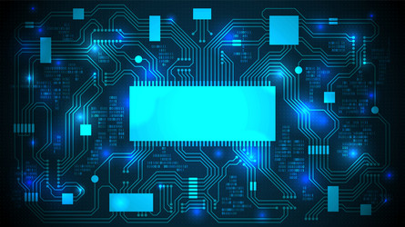 printed circuit board with a processor microchips vector image
