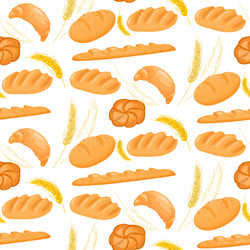 seamless pattern of bread and bakery products vector image