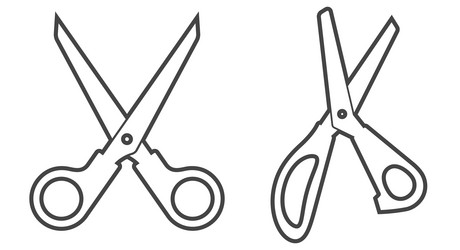 simple and complex open straight scissors line vector image