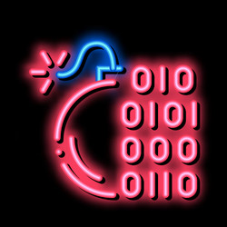 binary code bomb neon glow icon vector