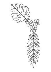 corner with stylized palm leaves decorative image Vector Image