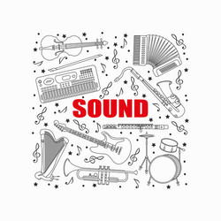 music instruments thin line icon set for web vector image