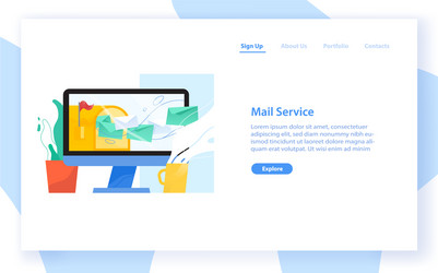 web banner template with computer display opened vector image