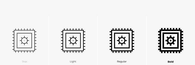 processor icon thin light regular and bold style vector image