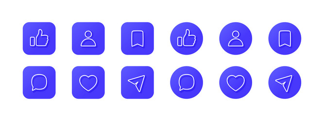 Social network icons set functional contact vector