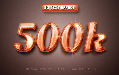 500k red ruby 3d editable text effect style vector image