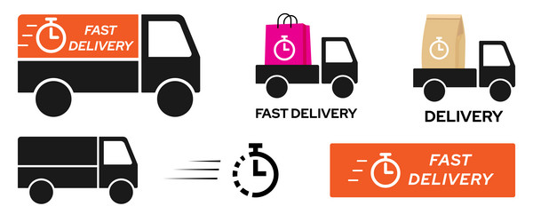 fast delivery icon set for web and app vector image