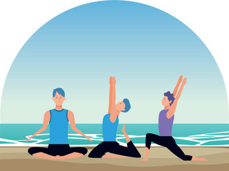 Men yoga poses Royalty Free Vector Image - VectorStock