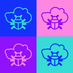 pop art line system bug on a cloud icon isolated vector image