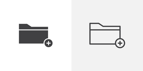 add folder icons in black fill and liner versions vector image
