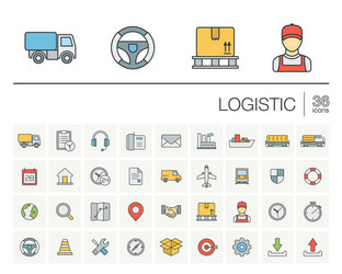logistic and distribution color icons vector image