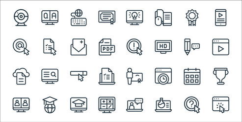online learning line icons linear set quality vector image