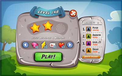 level panel with options for ui game vector image