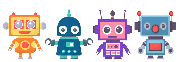 set of robots androids on a white background vector image