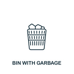 bin with garbage icon line simple vector image