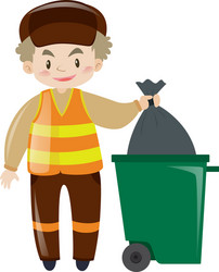 man throwing garbage in trashcan vector image