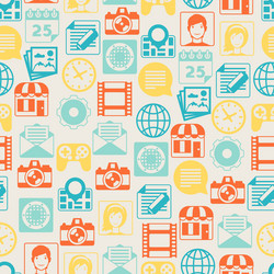 seamless pattern with web and mobile icons vector image
