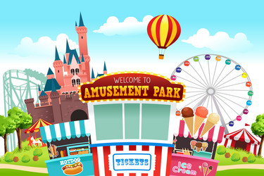Fun fair theme park on isolated background Vector Image