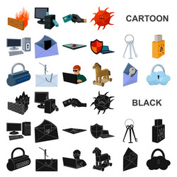 hacker and hacking cartoon icons in set collection vector image