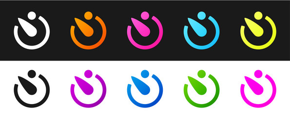set camera timer icon isolated on black and white vector image