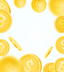 golden coins falling down 3d banner with copy Vector Image