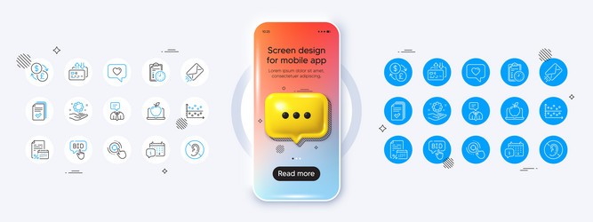 e-mail bid offer and card line icons for web app vector image