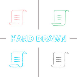 paper scroll with text hand drawn icons set vector image