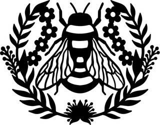 Floral Bee Wreath Vector Image