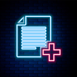 Glowing neon line add new file icon isolated vector