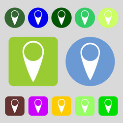 map pointer icon gps location symbol 12 colored vector image