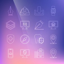 set line map pointer with heart medical location vector image