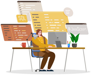 programmer engineering and coding set vector image