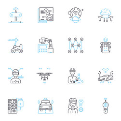 computer science linear icons set algorithm vector image