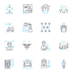 computer science linear icons set algorithm vector