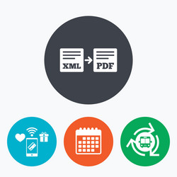export xml to pdf icon file document symbol vector image